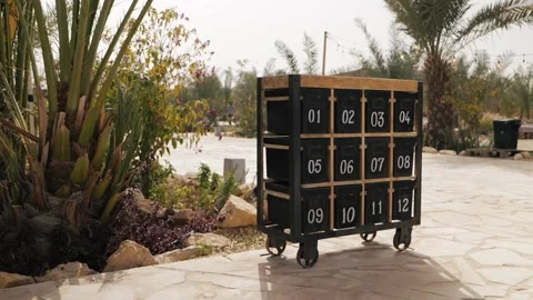 Outdoor Storage Locker with Numbered Compartments. Video. KSA. 動画素材 305355251