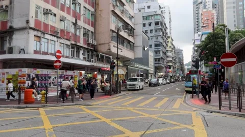 Outdoor streetscape of Mongkok Stock Footage 313798854
