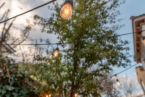 Outdoor string lights Stock Photos