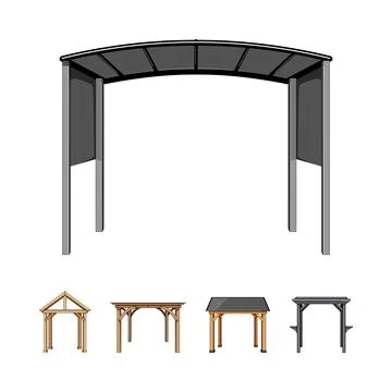 Outdoor structures collection presenting various garden shades Stock Illustration