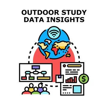 Outdoor study data insights global analytics concept Stock Illustration