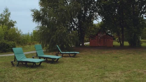 Outdoor sun beds Stock Footage 314312963