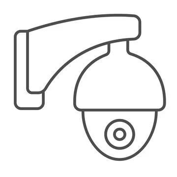 Outdoor surveillance camera egg shape, security, cctv thin line icon, CCTV Illustrazione stock