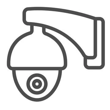 Outdoor surveillance camera egg shape, security, cctv line icon, CCTV concept Illustrazione stock