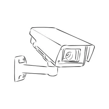 Outdoor surveillance camera. security camera vector sketch illustration Stock Illustration