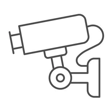 Outdoor Surveillance camera, wall mounted, security thin line icon, CCTV concept Illustrazione stock