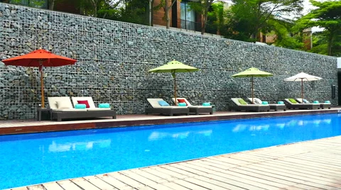 Outdoor swimming pool Stock Footage 64884978