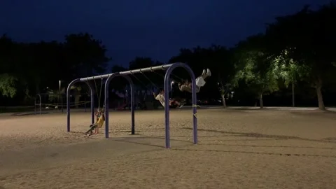 Outdoor Swing at Night Stock Footage 136561475