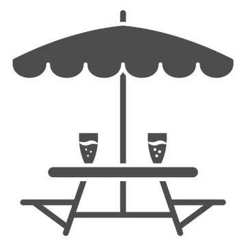 Outdoor table with benches solid icon, Oktoberfest concept, Outdoor camping 스톡 일러스트