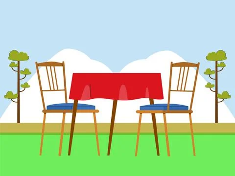 Outdoor Table Concept Illustration Stock Illustration