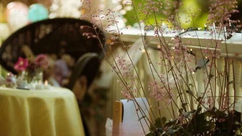 An outdoor table set for a childs tea party. Stock Footage 88367613