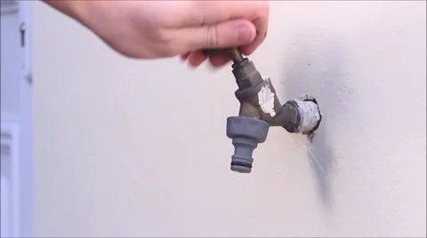 Outdoor Tap Turned On and Off Stock-Footage 34603635