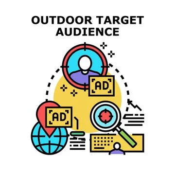 Outdoor target audience analytics and advertising marketing strategy Stock Illustration