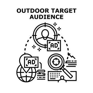 Outdoor target audience analytics and advertising marketing strategy Illustrazione stock