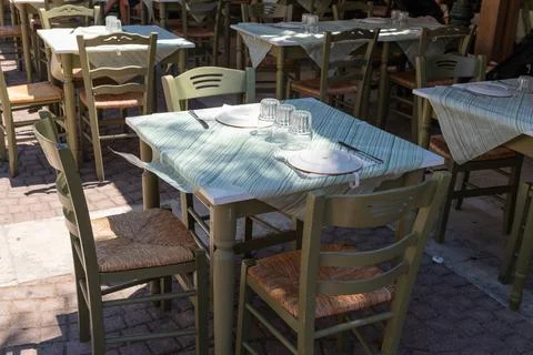 Outdoor Taverna Table Setting Stock Photos