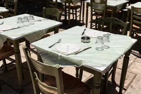 Outdoor Taverna Table Setting Stock Photos