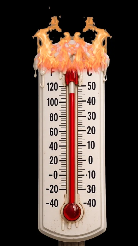 Outdoor thermometer overheating vertical Stock Footage 345615426