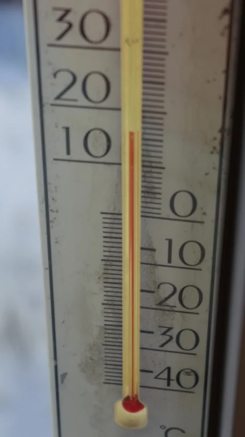 Outdoor Thermometer Showing Celsius Temperature On White Winter Background Stock Footage 328152771