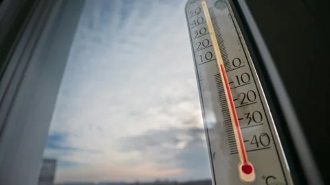 Outdoor Thermometer Showing Rapid Temperature Drop In Winter Time Lapse Stock Footage 327953762