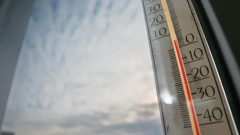 Outdoor Thermometer Temperature Dropping Fast In Freezing Winter Time Lapse Stock Footage 329638283