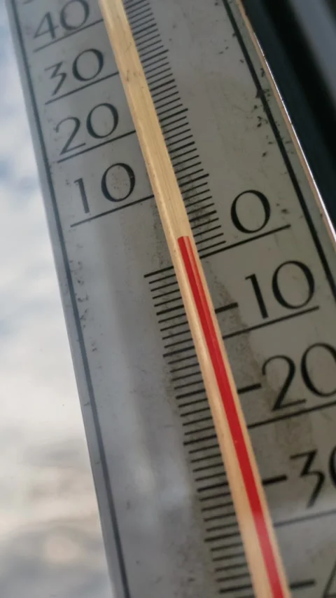 Outdoor Thermometer Temperature Dropping Rapidly on Cold Winter Day Stock Footage 327953734