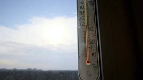 Outdoor Thermometer On Window Showing Low Temperature In Cold Sunny Winter Stock Footage 328152759