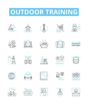 Outdoor training vector line icons set. Outdoor, Training, Exercise, Coaching Stock Illustration
