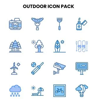 Outdoor Two Colour Bundle Icons Pack Stock Illustration