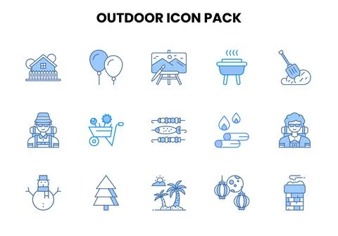 Outdoor Two Colour Icons Pack Illustrazione stock