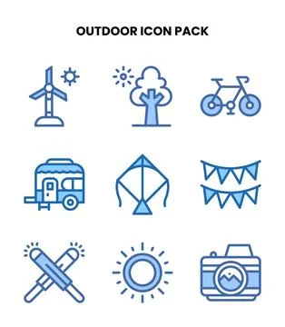 Outdoor Two Colour Vector Icons Pack 스톡 일러스트