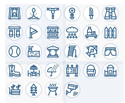 Outdoor Vector Icon Library with 28 Bold Line High Resolution Pixel Optimiz.. Stock Illustration