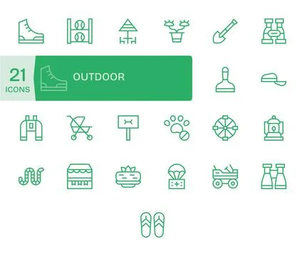 Outdoor Vector Icon Set with 25 Regular Line 128x128 Display Perfect Graphics 스톡 일러스트