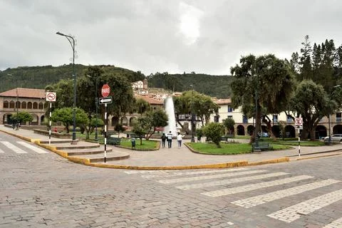 Outdoor view of the Regocijo square in Cusco, Peru Stock Photos