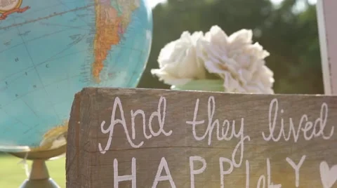 Outdoor Wedding Adventure Travel Guest Table with Lens Flare Stock Footage