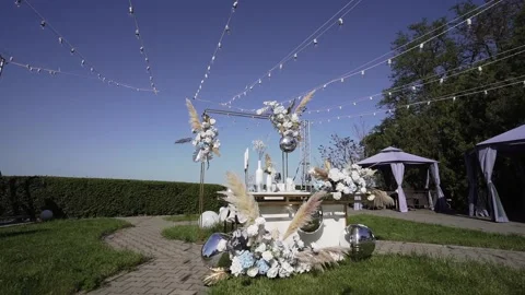 Outdoor wedding decorations Stock Footage 156603861