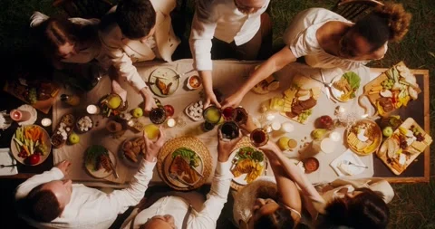 Outdoor wedding feast Stock Footage 246514984