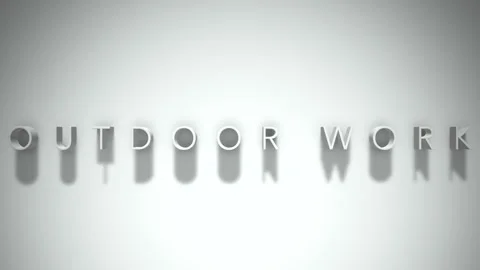 Outdoor work 3D title animation with shadows on a white background Stock Footage 297857180