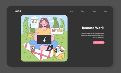 Outdoor workspace concept. Flat vector illustration. Stock Illustration
