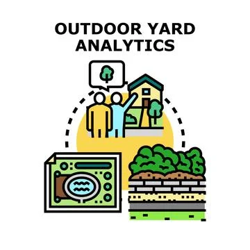 Outdoor yard analytics and landscape planning concept 库存插图