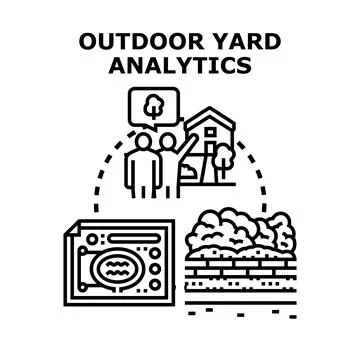Outdoor yard analytics and landscape planning concept 库存插图