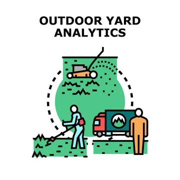 Outdoor yard analytics digital information measuring landscape management s.. Stock Illustration