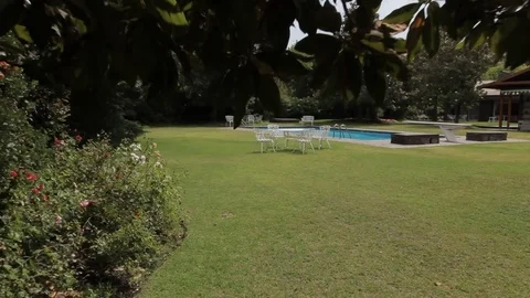 Outdoor yard table and chairs Stock Footage 77052333