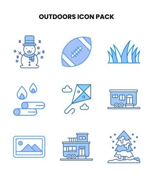 Outdoors Blue Graphics Icons Pack Stock Illustration