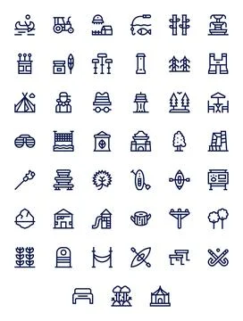 Outdoors Comprehensive Vector Bundle with 45 Editable Bold Line 256x256 Icons Stock Illustration