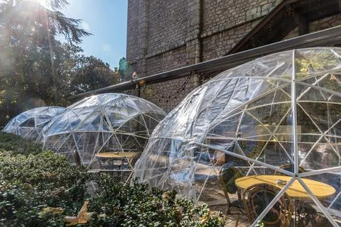 Outdoors Dining Igloos restaurant. Stock Photos