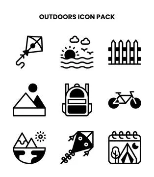 Outdoors DuoTone Vector Icons Pack Stock Illustration