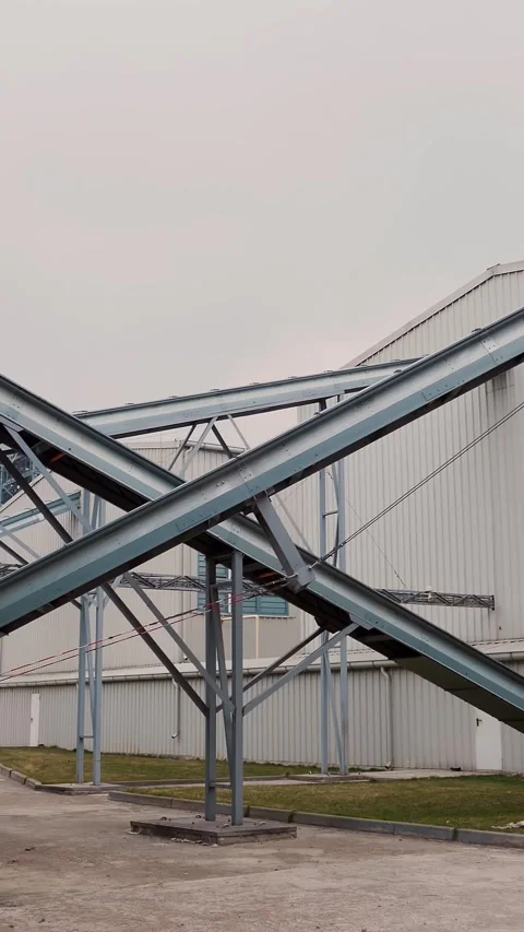 Outdoors, factory on processing of grain crops, such as corn, grain, sunflower, Stock Footage 320536047