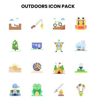 Outdoors Flat Graphics Icons Pack Stockillustratie