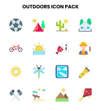 Outdoors Flat UI Icons Pack Stock Illustration