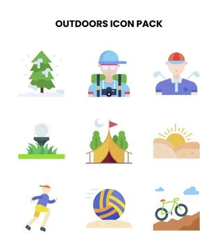 Outdoors Flat UI Icons Pack Stock Illustration